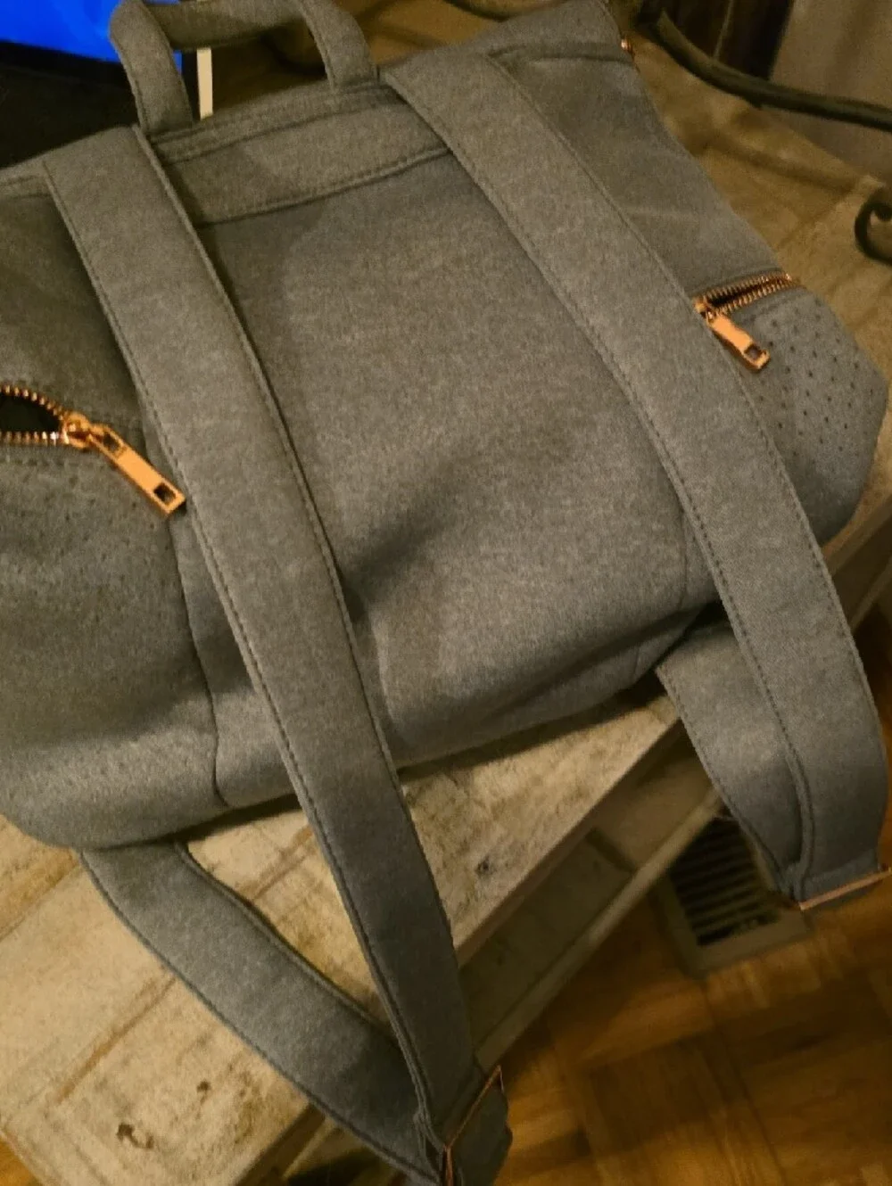 Sweaty Betty Gray Backpack with Rose Gold Logo